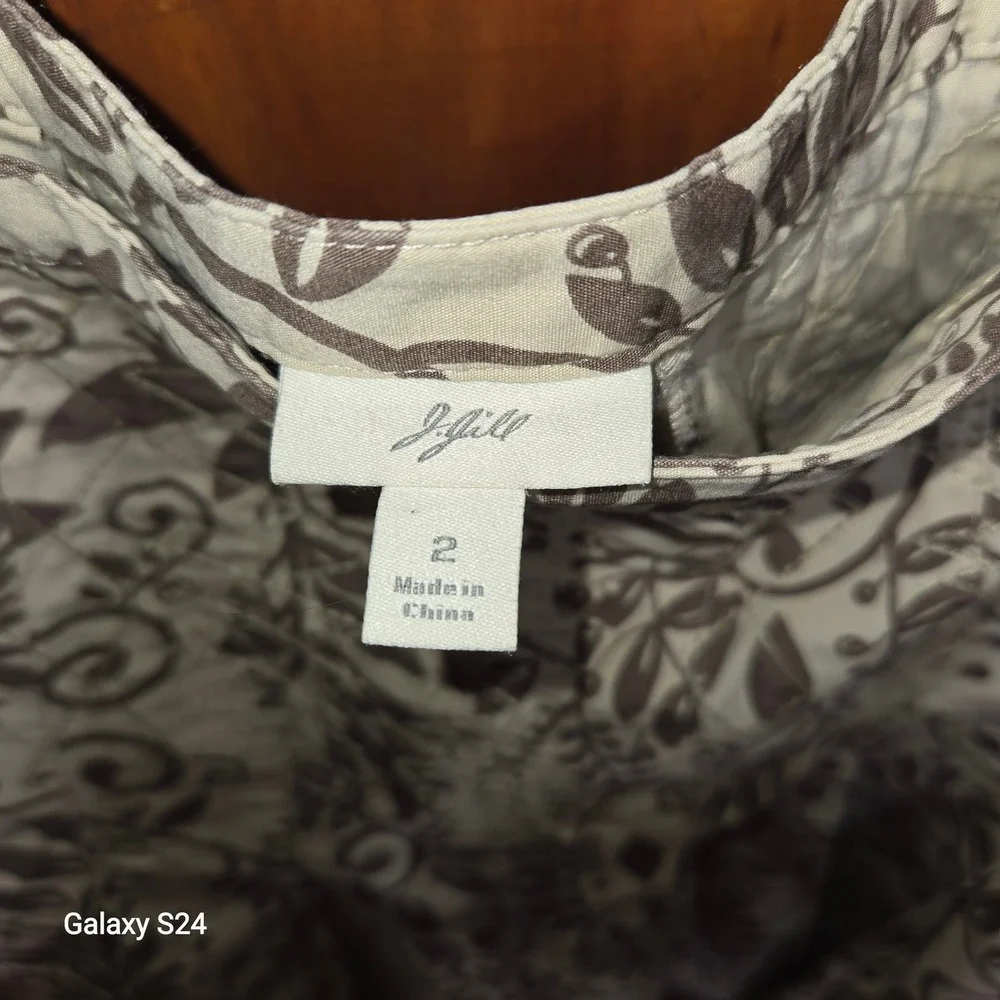 J. Jill Floral Scroll A-Line Midi Skirt Brown Cream Embroidered Size 2 Womens‎